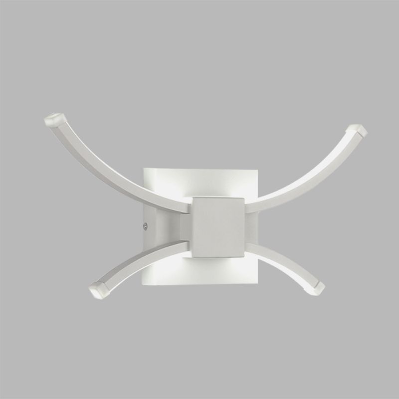 White Square and Curved Linear Wall Light Modernist LED Metallic Wall Mount Sconce in Warm/White Light