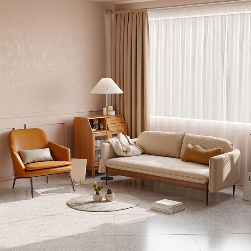 Cushions Square Arm Sofa Scandinavian 31.5" D x 31.5" H Linen Wooden Sofa