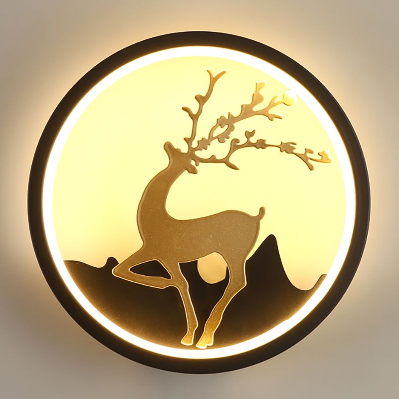 Forma de pared de metal de forma de ciervo estilo moderno de 1 luces de pared de pared.