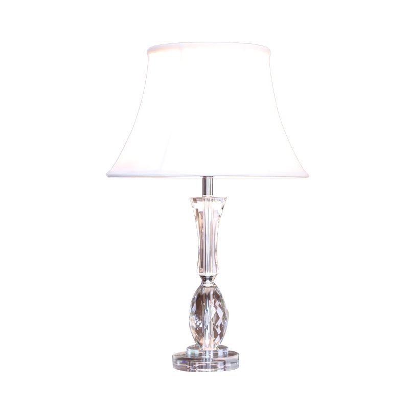 1 Table ombragée d'empire clair Light Traditionalism White Fabric Lampe de nuit avec base en cristal