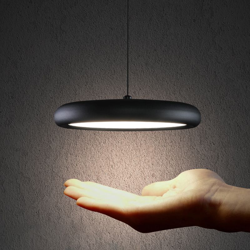 Modern Minimalist LED Pendant Light Frosted Aluminium Circular Hanging Lamp with Acrylic Shade