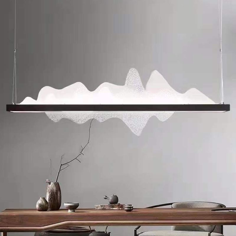 Black Metal Island Lightsing Lámpara de colgantes LED de restaurante moderno con sombra acrílica