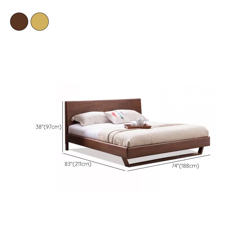 Contemporary Panel Standard Bed Solid Wood Bed with Rectangular Headboard