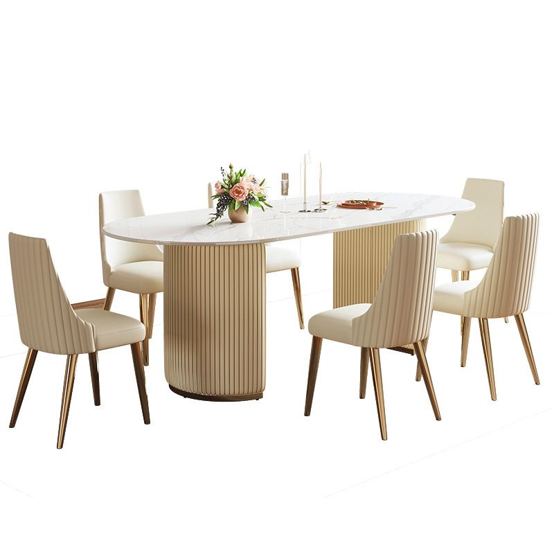 Dining Room Dinner Kitchen Table Modern Pedestal Stone Dining Table