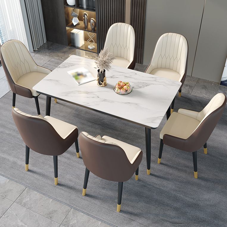 Chaises de salle à manger en métal de Style nordique, chaise Parsons rembourrée avec bras