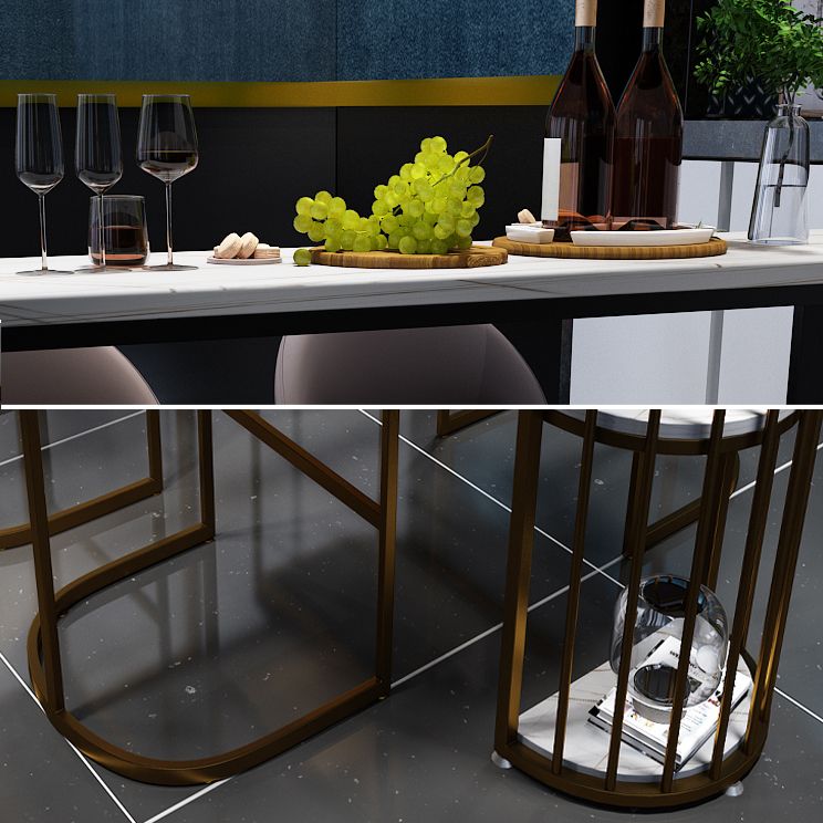 Glam Indoor Counter Height Set Stone and Metal 1/2/5 Pieces Storage Pub Dining Set