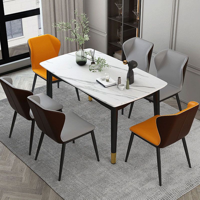 Industrial Style Faux Leather Chairs Wingback Parsons Chair for Home