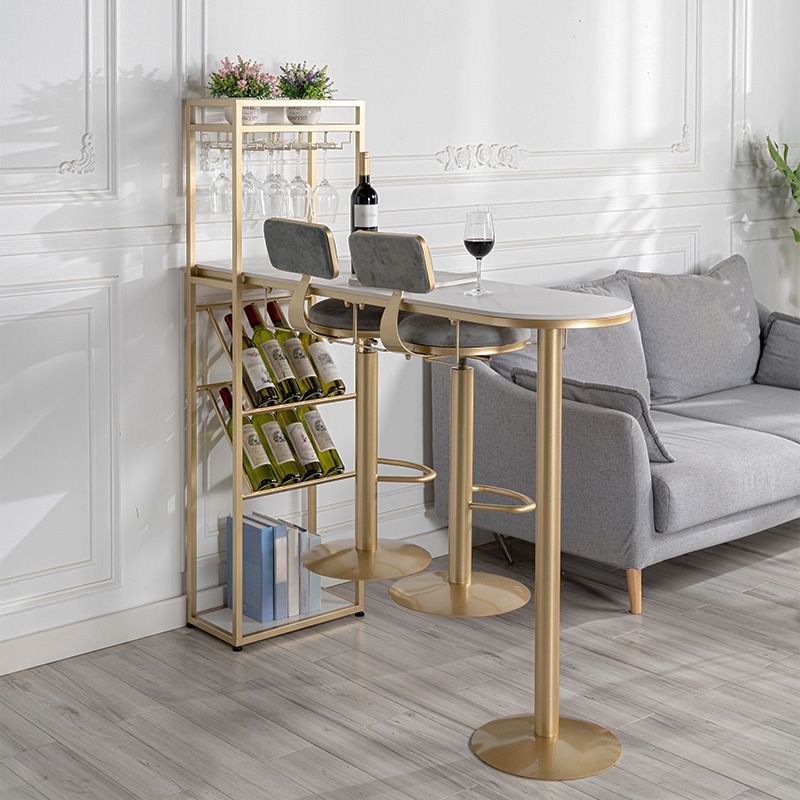 1/3 Piece Adjustable Height Bar Stool and Table Set Sintered Stone Matte Finish Bar Set