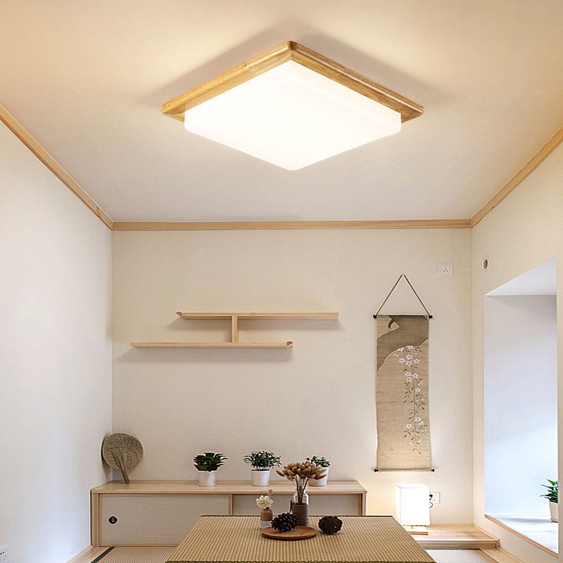 Wood Geometric Flush Mount Lights Contemporary Style 1 Light Flush Mount Lighting