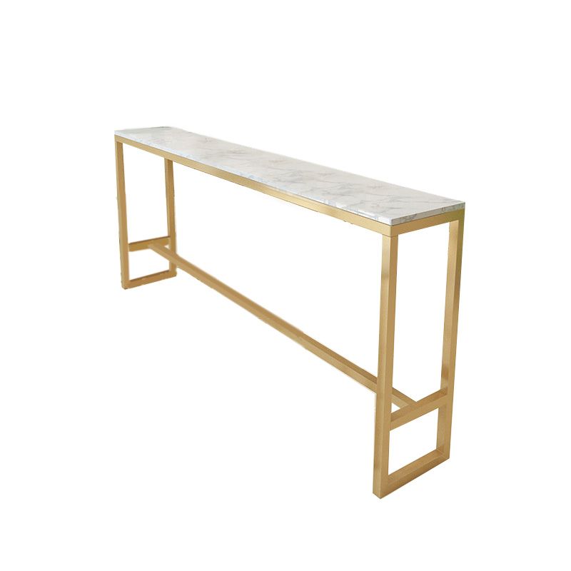 Glam Bar-height Table White Faux Marble Top Fixed Pub Table for Patio