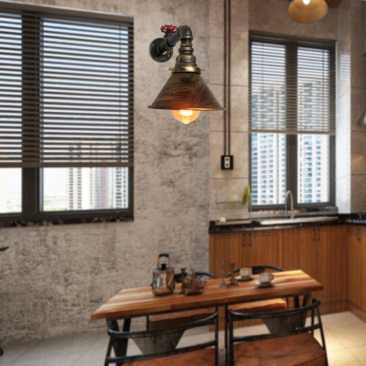 Metal Water Pipe Shade Wall Lighting Industrial Style 1 Light Wall Mounted Light Fixture