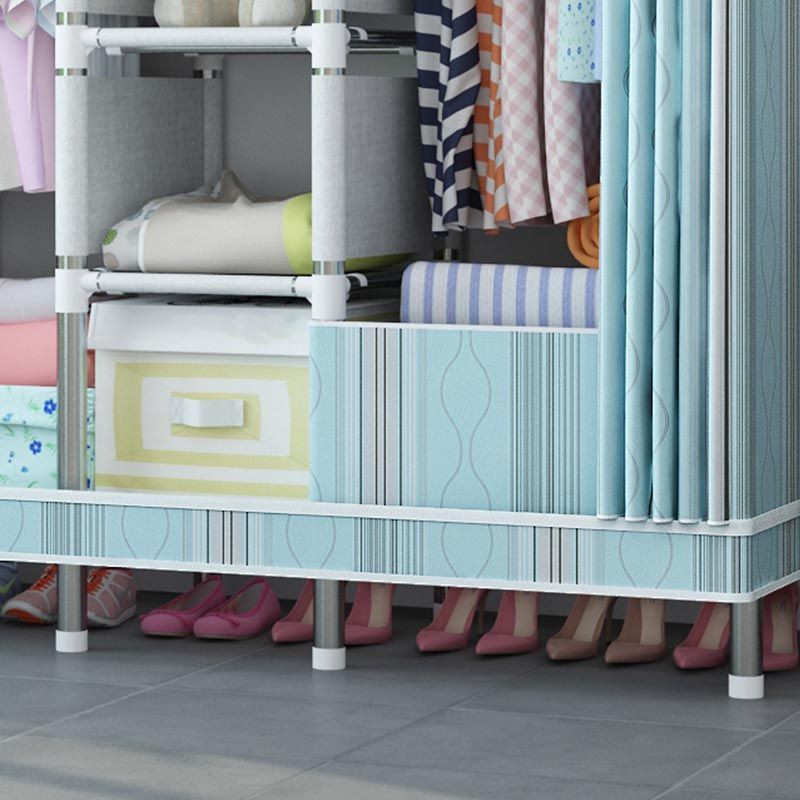 Silver Steel Frame Wardrobe Cabinet Contemporary Home Wardrobe