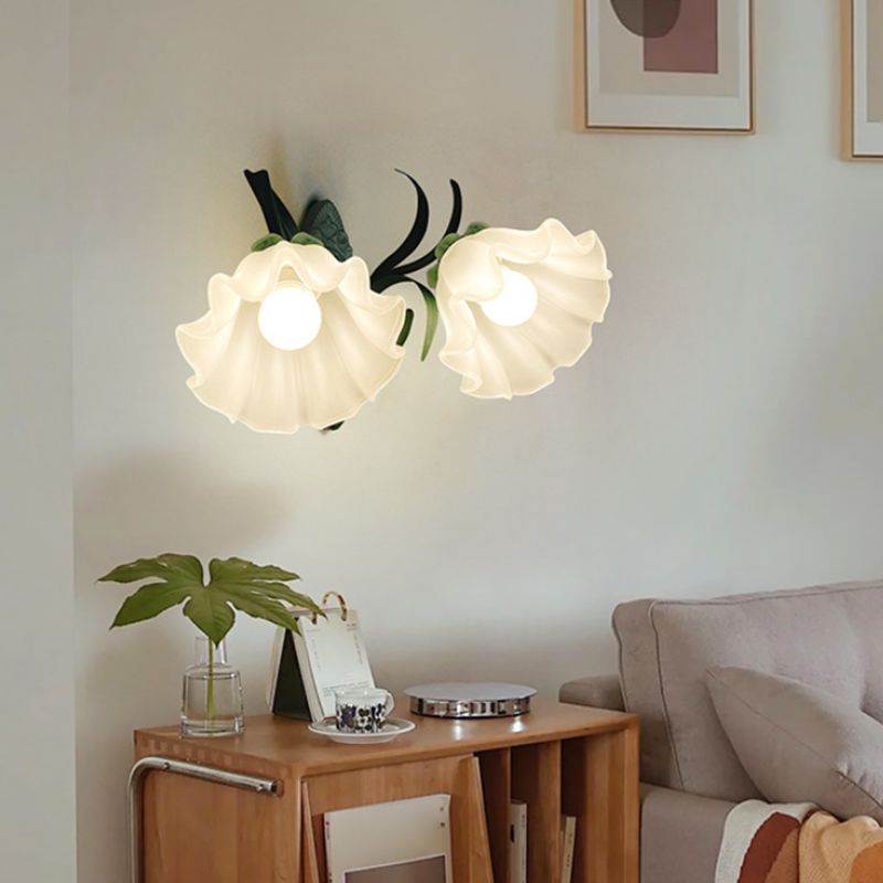 Flower Shape Metal Wall Sconces Modern 1/2-Lights Wall Mount Light Fixture in Green
