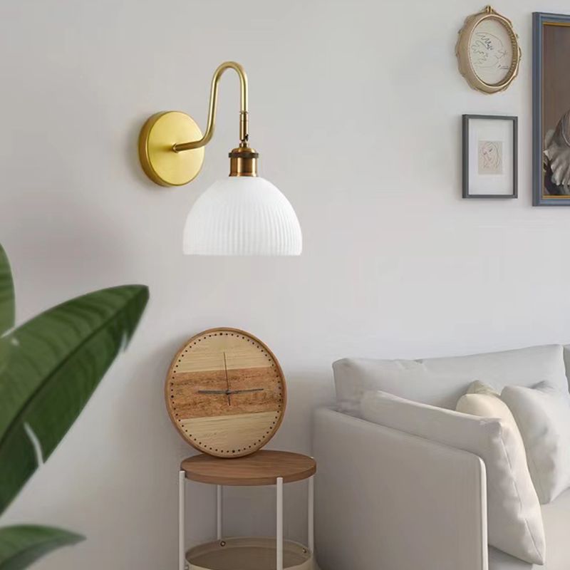1-Light Wall Lamp Modern Wall Mount Lamp with Glass Shade for Bedroom