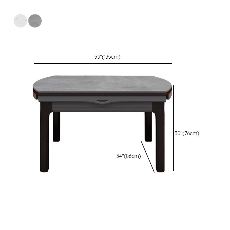 Modern Stone Round Dining Table Rubber Wood Base for Dining Room