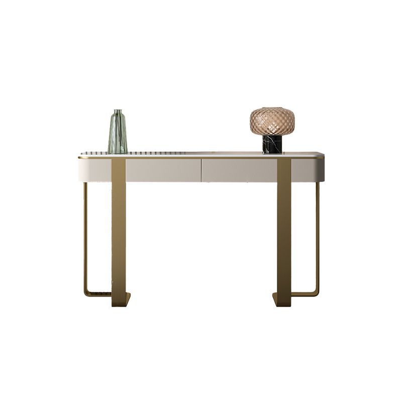 Stone Console Accent Table with Stainless Steel Bracket for Hall