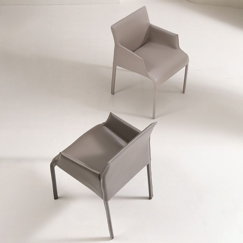 Contemporary Arm Dining Chairs Faux Leather Low Back Side Chair