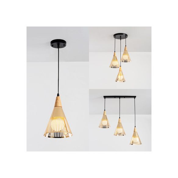 Gold Conical Ceiling Hanging Light Post Modern Metallic Overhead Lighting for Restaurant Cafe