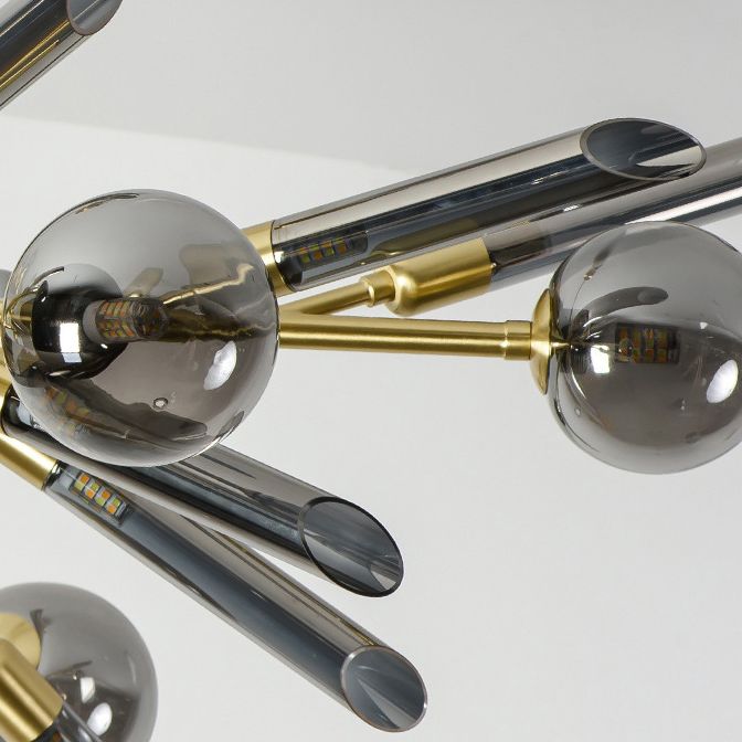 Post-Modern Metal Starburst Hanging Chandelier Light Glass Shade Ceiling Chandelier for Living Room