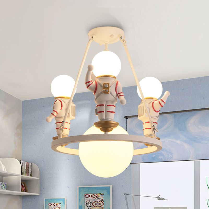 Caricature astronaute lustre lumineur résine de salle enfant