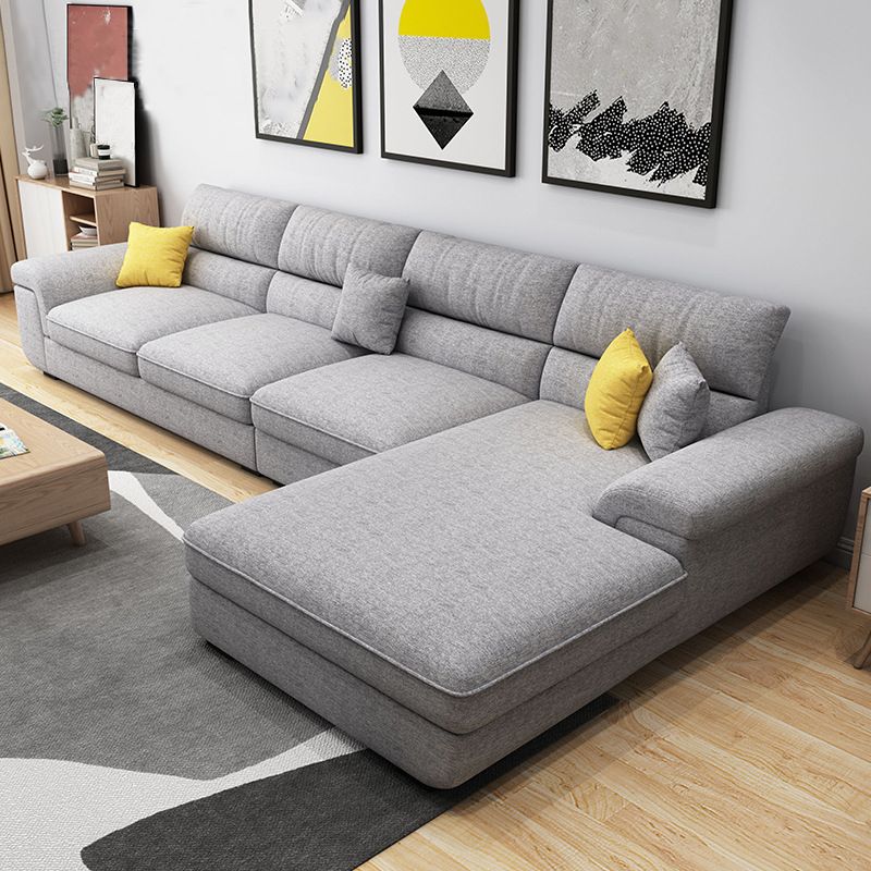 Modern Reversible Chaise 137" Sectionals with Pillows Flared Arm