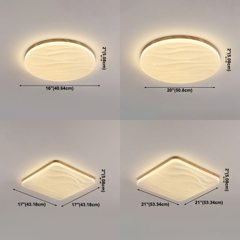 Geometry Shape Ceiling Lamp Modern Simple Style Wood 1 Light Flush Mount for Study Bedroom