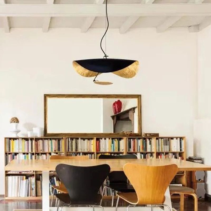 Metall Lotus Blattschatten LED -Federbeleuchtung minimalistischer Anhänger Deckenleuchte für Wohnzimmer