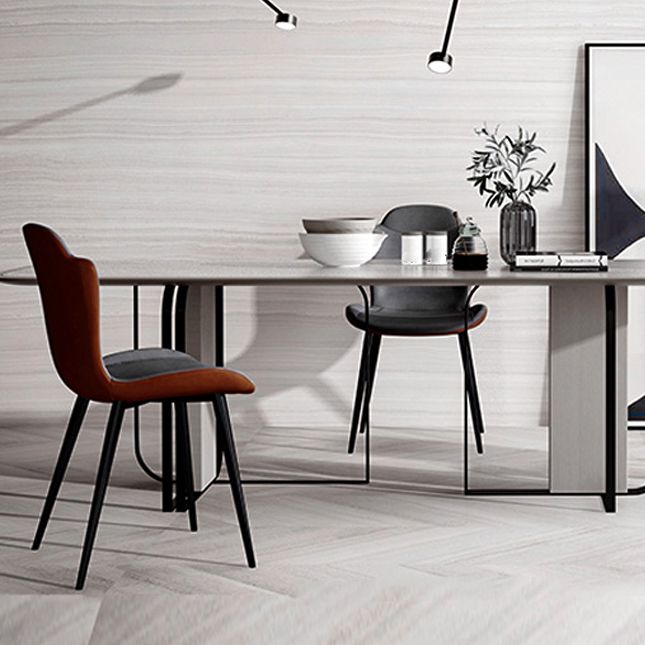 Chaises de bras de salle à manger en cuir moderne