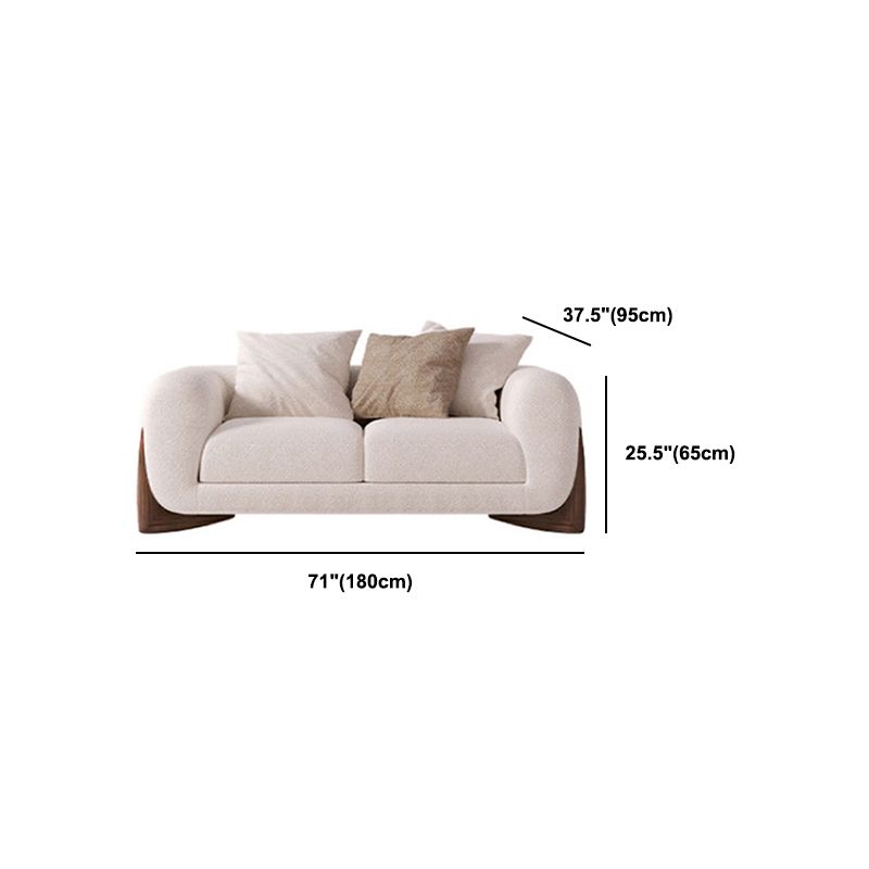 Contemporary White Wool Sofa Tuxedo Arm Cushions Sofa with Pillows