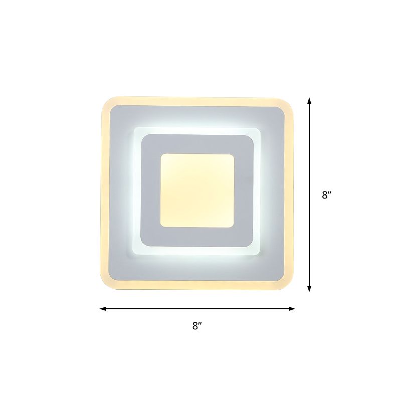 Minimal Acrylic Round/Square Wall Light Sconce Energy-Saving LED White Wall Lamp, Warm/White Light