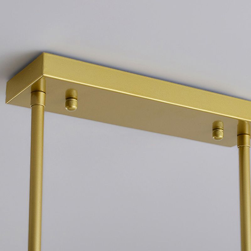 Irilla de iluminación de la isla de cocina de 2 luces contemporánea con sombra de cristal rectangular