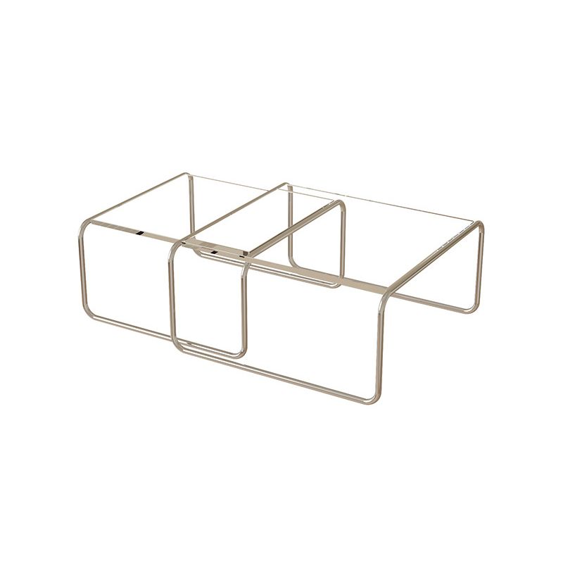 Square Steel Sled Coffee Table Modern 2 Nesting Cocktail Table