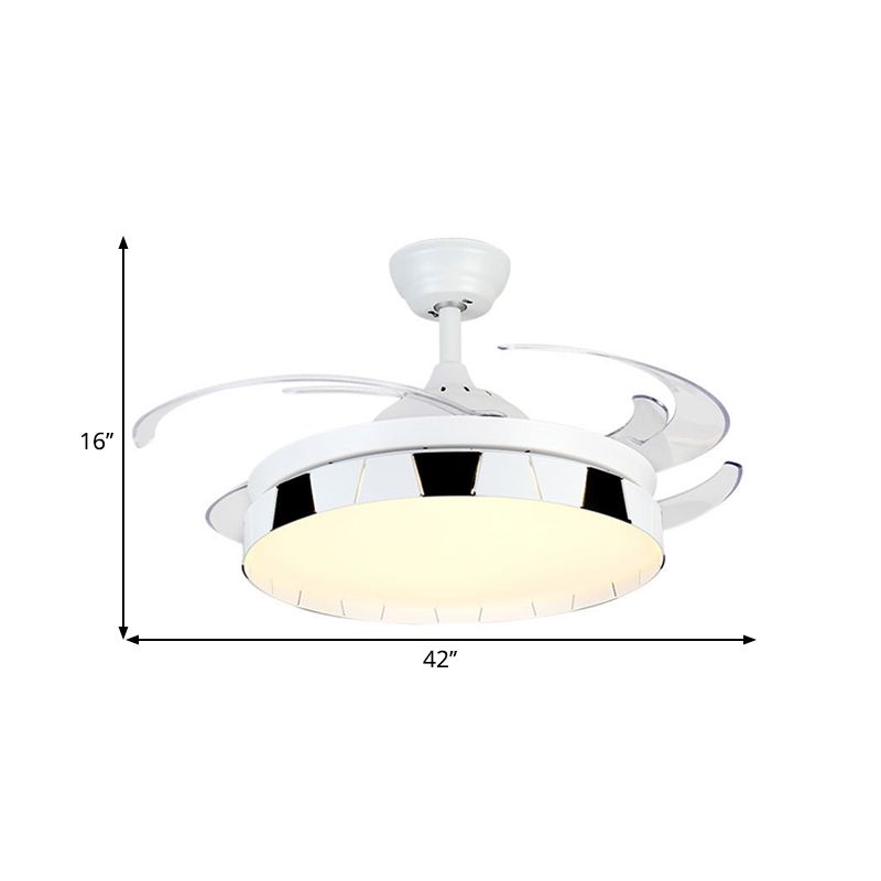 42 "Breite rund semi-Flush Mount Contemporary Acryl-weißschwarzes LED-Pendellantel Licht mit 4 klaren Klingen