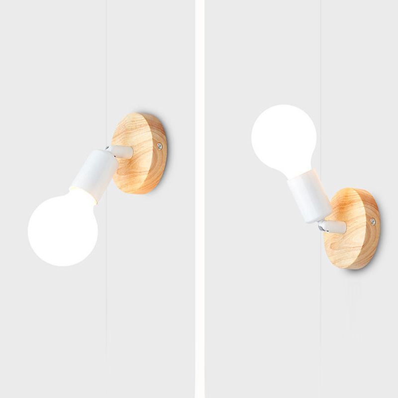 Modern Simple Wooden Vanity Light Circle Shape 1-Light for Shower Room