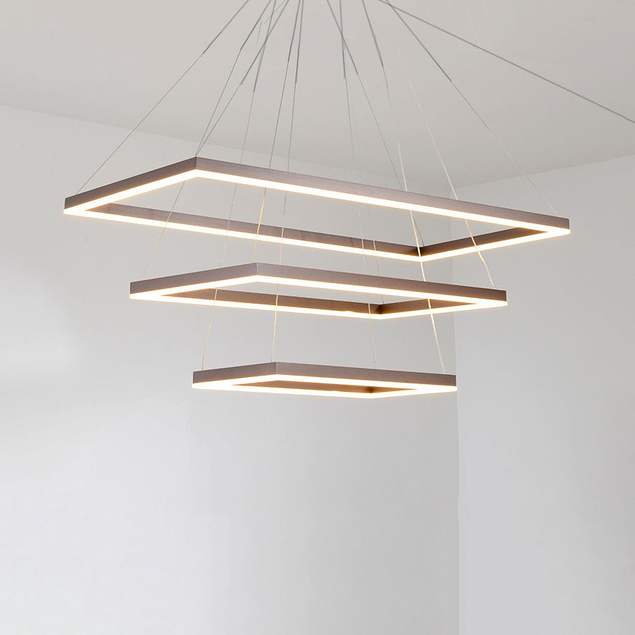 Multi-Layer Bedroom Chandelier Acrylic 1/2/3-Light LED Minimalist Suspension Pendant in Coffee, Warm/White/Natural Light