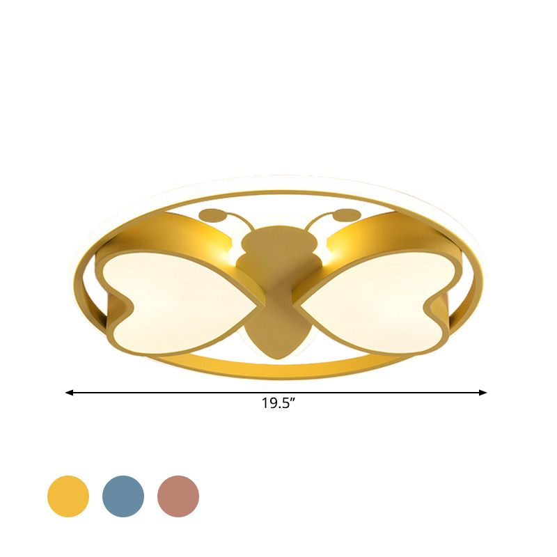 Pink/Blue/Gold Bee Figure Design Ceiling Mounted Light Modern Metal LED Flush Mount Light Fixture
