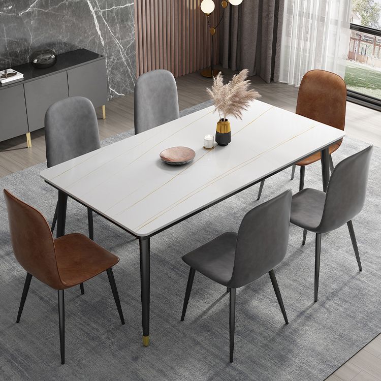 Table à manger de cuisine en pierre fritrée moderne avec base de 4 jambes avec base de 4 jambes