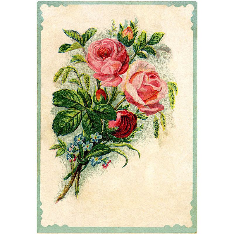 Modern Blossoming Rose Mural Wallpaper Green Summer Florentine Scenery Wall Covering