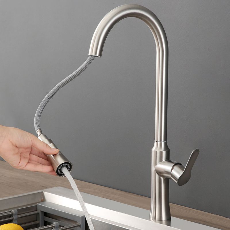 Contemporary Kitchen Faucet High Arch No Sensor with Pull Down Sprayer