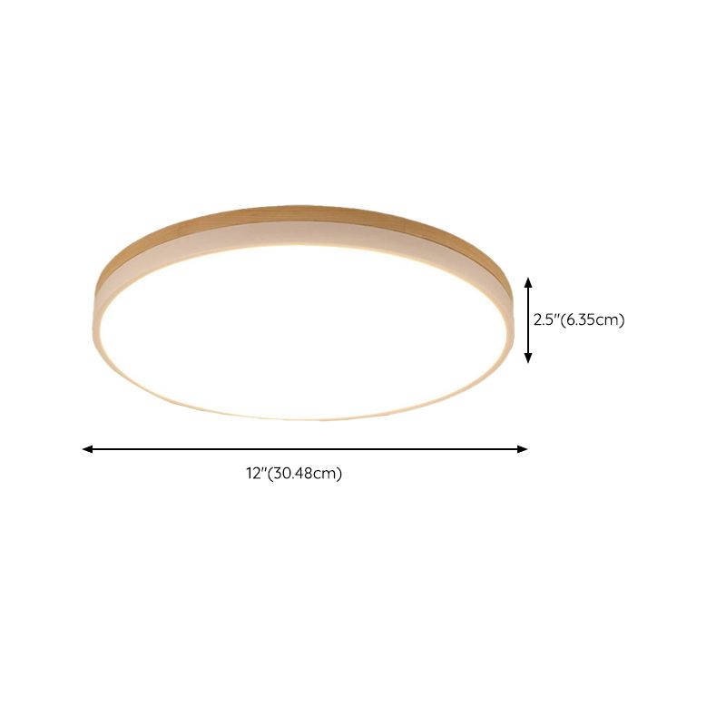 Modern Ceiling Lamp Wooden LED Ceiling Mount Light with Acrylic Shade for Bedroom