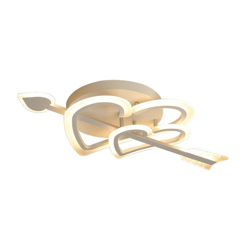 Heart and Arrow Acrylic LED Flush Mount Nordic White Semi Flush Lighting for Bedroom