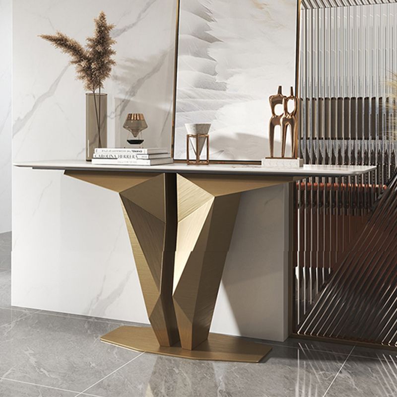 Rectangle Shape Contemporary Console Table Gold Stone Console Sofa Table