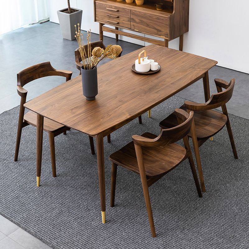 Table à manger de noyer noir de style luxueux Table rectangle de base de 4 jambes pour la maison