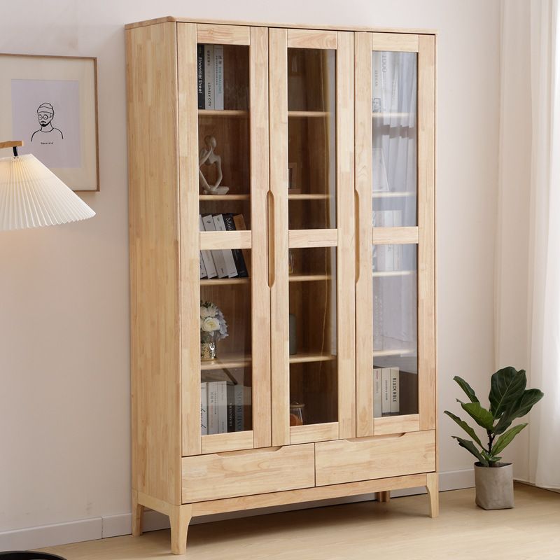 Glass Door Accent Cabinet 76.77" Tall Wood Cabinet with Drawers