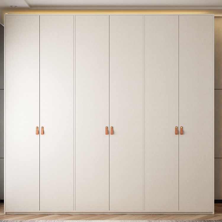 Modern White Wardrobe Cabinet Engineered Wood Wardrobe with Garment Rod