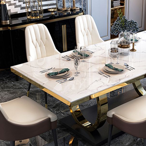 Modern 1/4/5/7 Pieces White Dining Table Set with Marble Top Rectangle Dinette Set