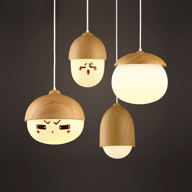 LAMPE DE TRAPLE DE FINE DE BOIS NORDIQUE 1-LIGHT BLANC SUSPENSION SUSPENSION POUR CAFE