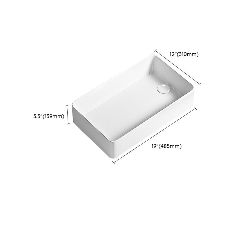 Traditional Vessel Bathroom Sink Porcelain with Pop-Up Drain Basin Sink