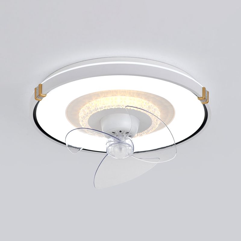 Round Bedroom Flush Mount Fan Lamp Metallic Nordic Style LED Semi Flush Light