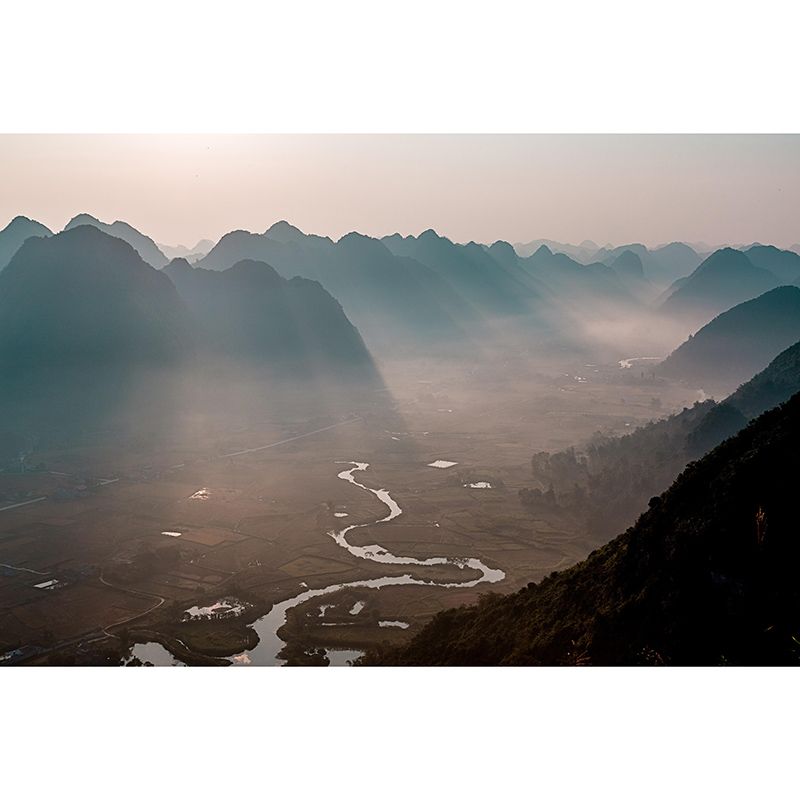 Mountain Scene Contemporary Style Mural Photography Living Room Wall Mural